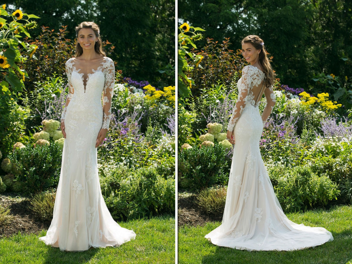 Trouwjurk met diepe V-hals