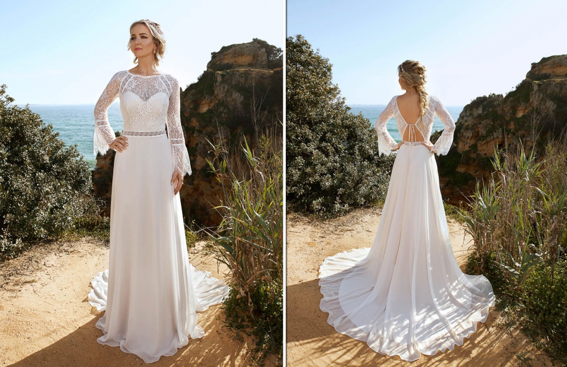 Trouwjurk met vintage mouwen